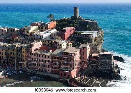 Italy, Liguria, Vernazza View Large Photo Image Stock Photography - Italy, Liguria, Vernazza. Fotosearch