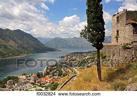 Monte, Kotor and the bay of Kotor View Large Photo Image Picture - Monte, Kotor and the bay of Kotor. Fotosearch