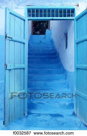 Morocco, Chefchaouen, medina View Large Photo Image Stock Photo - Morocco, Chefchaouen, medina. Fotosearch
