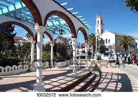 Morocco, Chefchaouen, Mohamed V square View Large Photo Image Stock Image - Morocco, Chefchaouen, Mohamed V square. Fotosearch