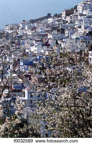 Morocco, Chefchaouen View Large Photo Image Stock Photo - Morocco, Chefchaouen. Fotosearch