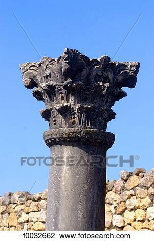 Stock Image - Morocco, Volubilis, column. Fotosearch