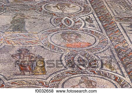 Morocco, Volubilis, detail of a mosaic View Large Photo Image Stock Photo - Morocco, Volubilis, detail of a mosaic. Fotosearch