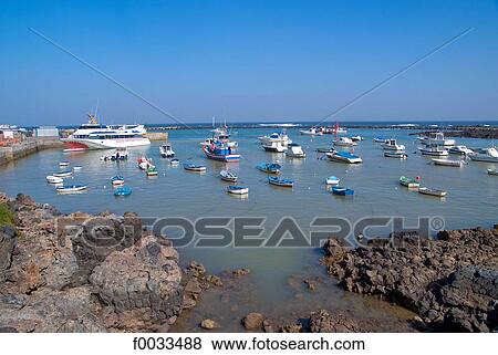 Spain, Canary islands, Lanzarote, port of Orzola View Large Photo Image Stock Photo - Spain, Canary islands, Lanzarote, port of Orzola. Fotosearch