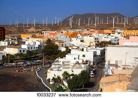 Stock Photo - Spain, Canary islands, Tenerife, Poris de Abona and wind machines. Fotosearch