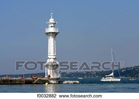 Switzerland, Geneva, bains des paquis, white lighthouse View Large Photo Image Stock Image - Switzerland, Geneva, bains des paquis, white lighthouse. Fotosearch