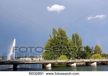 Switzerland, Geneva, pont des Bergues and ile Rousseau View Large Photo Image Stock Image - Switzerland, Geneva, pont des Bergues and ile Rousseau. Fotosearch