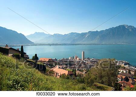 Switzerland, Vaud, Montreux, lake Geneva View Large Photo Image Stock Image - Switzerland, Vaud, Montreux, lake Geneva. Fotosearch