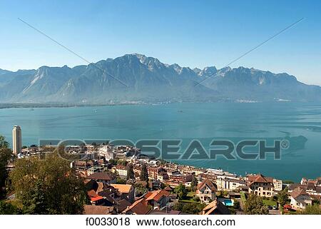 Switzerland, Vaud, Montreux, lake Geneva View Large Photo Image Stock Photo - Switzerland, Vaud, Montreux, lake Geneva. Fotosearch