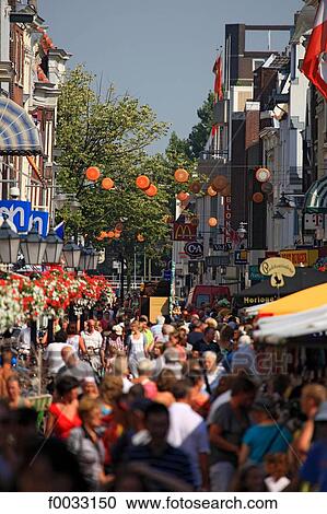 The Netherlands, South Holland, Gouda, pedestrian street View Large Photo Image Stock Image - The Netherlands, South Holland, Gouda, pedestrian street. Fotosearch