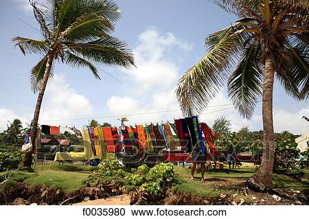 Stock Image - Barbados, Bathsheba, drying linen. Fotosearch