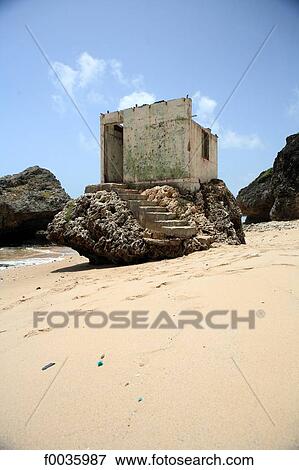 Stock Photo - Barbados, Bathsheba, lifeguard station. Fotosearch