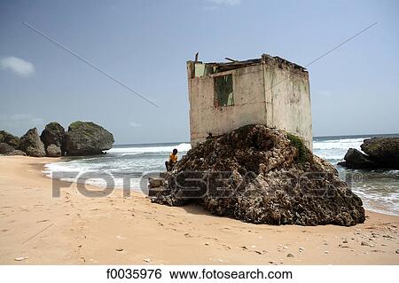 Stock Photograph - Barbados, Bathsheba, lifeguard station. Fotosearch