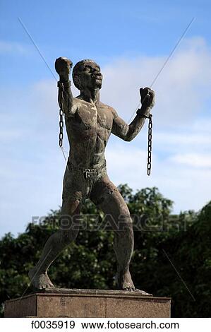 Stock Photo - Barbados, Bridgetown, statue of a former slave. Fotosearch