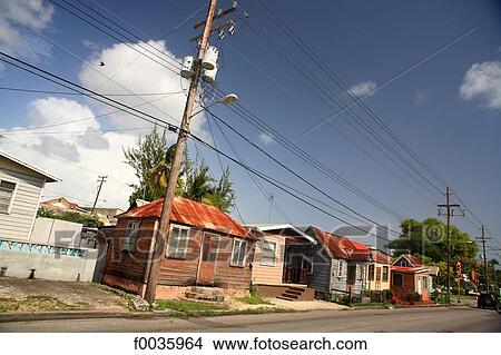 Picture - Barbados, near Bridgetown, traditional houses. Fotosearch