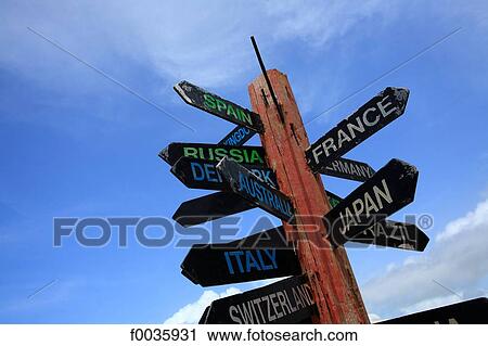 Stock Image - Barbados, North Point, road signs. Fotosearch