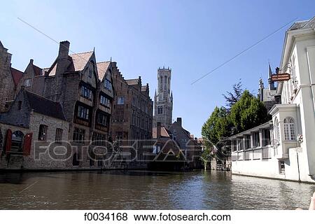 Stock Photo - Belgium, Bruges, canal. Fotosearch