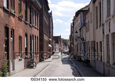 Belgium, Bruges, street View Large Photo Image Stock Photography - Belgium, Bruges, street. Fotosearch