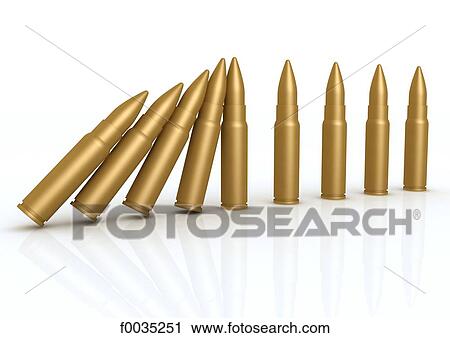 Stock Image - Digital creation: line of bullets. Fotosearch
