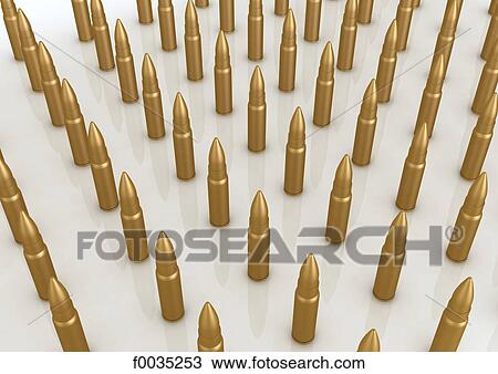 Stock Image - Digital creation: line of bullets. Fotosearch