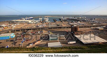 Stock Photo - England, Kent, Dover, the port. Fotosearch