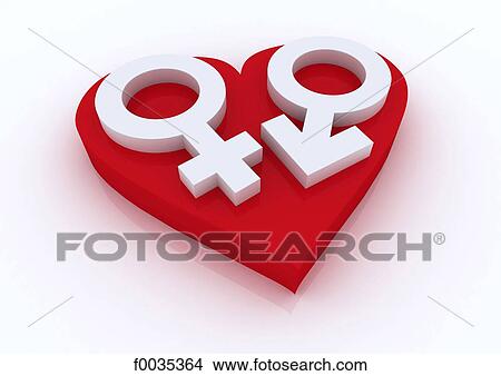 Feminine and masculine symbols: on a heart View Large Photo Image Picture - Feminine and masculine symbols: on a heart. Fotosearch