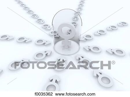 Stock Image - Feminine and masculine symbols: submission. Fotosearch
