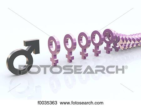 Stock Image - Feminine and masculine symbols: submission. Fotosearch