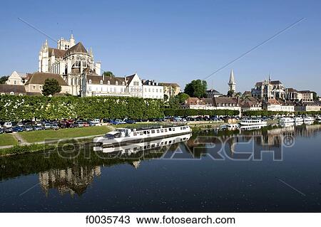 Stock Image - France, Burgundy, Auxerre, cathedral of St Etienne. Fotosearch