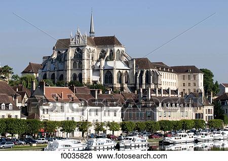 Stock Photo - France, Burgundy, Auxerre, cathedral of St Etienne. Fotosearch