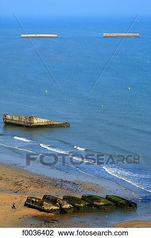 France, Normandy, Arromanches, artificial harbour View Large Photo Image Stock Image - France, Normandy, Arromanches, artificial harbour. Fotosearch