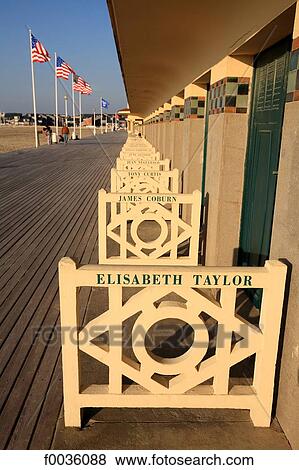 Stock Photo - France, Normandy, Deauville, beach hut. Fotosearch