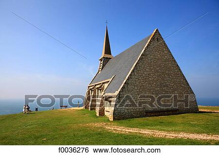 Stock Photograph - France, Normandy, Etretat, church. Fotosearch