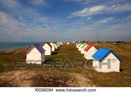 France, Normandy, Gouville sur Mer, beach huts View Large Photo Image Picture - France, Normandy, Gouville sur Mer, beach huts. Fotosearch