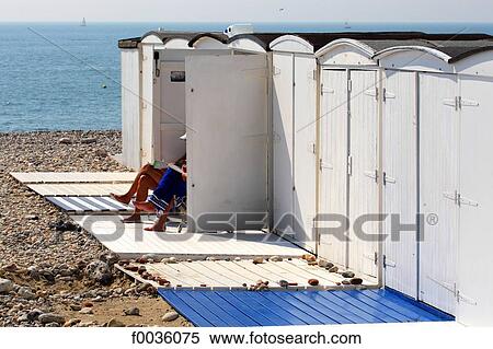 France, Normandy, Le Havre, beach hut View Large Photo Image Stock Photography - France, Normandy, Le Havre, beach hut. Fotosearch