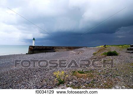 France, Normandy, Saint-Valery-en-Caux, the pier View Large Photo Image Stock Photo - France, Normandy, Saint-Valery-en-Caux, the pier. Fotosearch