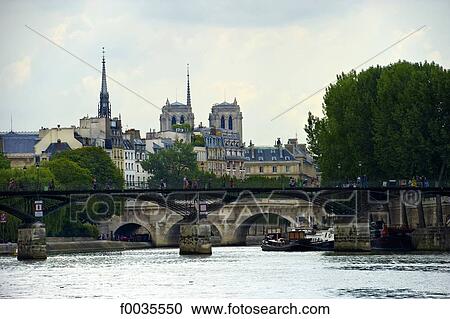 Stock Image - France, Paris (75), Ile de France, pont des arts and pont neuf. Fotosearch
