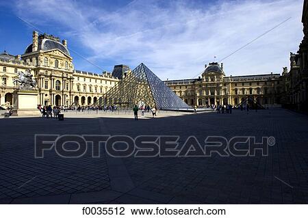 Stock Image - France, Paris (75), Ile de France, Louvre, the pyramid. Fotosearch
