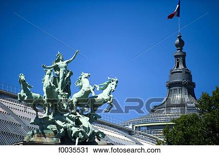 Stock Image - France, Paris (75), Ile de France, grand palais, statue. Fotosearch