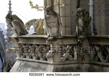 Stock Image - France, Paris (75), Ile de France, gargoyles of Notre Dame. Fotosearch