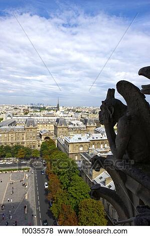 Stock Photo - France, Paris (75), Ile de France, gargoyle of Notre Dame. Fotosearch