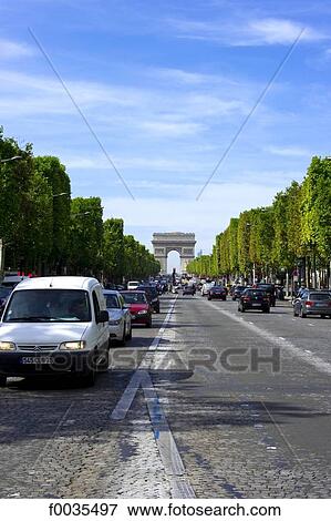 France, Paris (75), Ile de France, the Champs Elysees and the arc of triumph View Large Photo Image Stock Photo - France, Paris (75), Ile de France, the Champs Elysees and the arc of triumph. Fotosearch