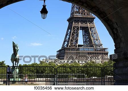 France, Paris (75), Ile de France, the Eiffel tower and the statue of pont de Bir-Hakeim View Large Photo Image Stock Photograph - France, Paris (75), Ile de France, the Eiffel tower and the statue of pont de Bir-Hakeim. Fotosearch
