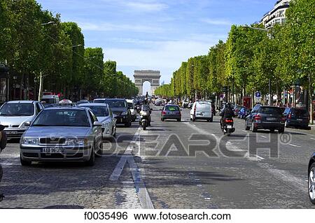 France, Paris (75), Ile de France, the Champs Elysees and the arc of triumph View Large Photo Image Stock Photograph - France, Paris (75), Ile de France, the Champs Elysees and the arc of triumph. Fotosearch