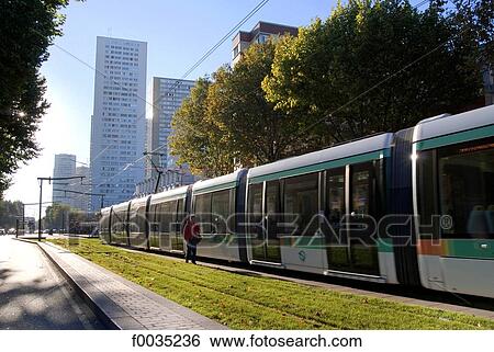 Stock Photograph - France, Paris, Choisy, tramway. Fotosearch