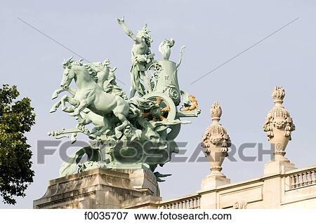 Stock Photo - France, Paris, Grand Palais, quadriga. Fotosearch