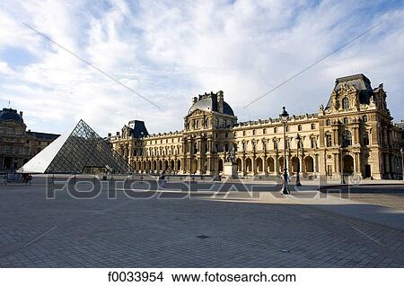 Picture - France, Paris, Louvre and the pyramid. Fotosearch