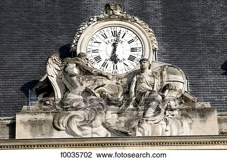 Stock Image - France, Paris, military school, clock. Fotosearch