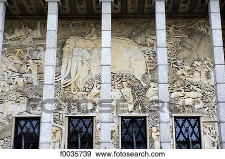 Stock Photo - France, Paris, palais de la porte dorée, low relief. Fotosearch