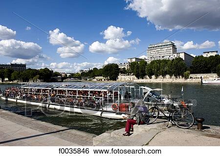 France, Paris, River boat on the Seine View Large Photo Image Stock Photograph - France, Paris, River boat on the Seine. Fotosearch